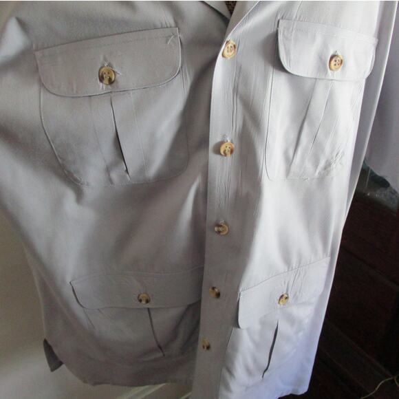 90s Vintage French Connection Men Button Down Shirt L Short Sleeves 4 Pockets - Picture 15 of 17